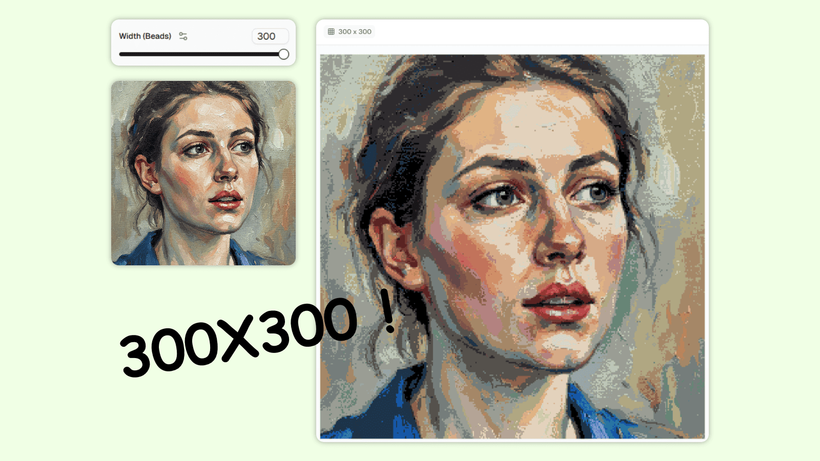 Large-scale Perler bead wall art pattern with 300x300 grid for multi-pegboard fuse bead assembly