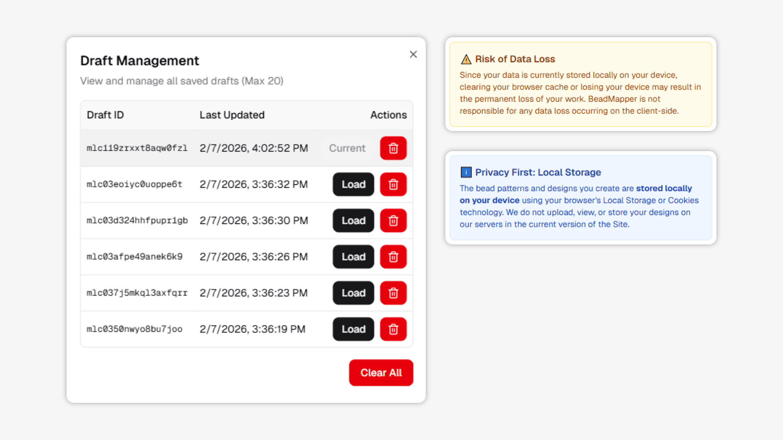 Client-side Perler bead pattern generator emphasizing offline capability and privacy protection for fuse bead creators